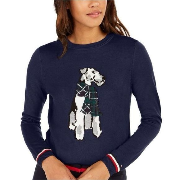 Tommy Hilfiger Sweaters - Tommy Hilfiger Dog Sweater Plaid Terrier Holiday Knit Crewneck XLarge